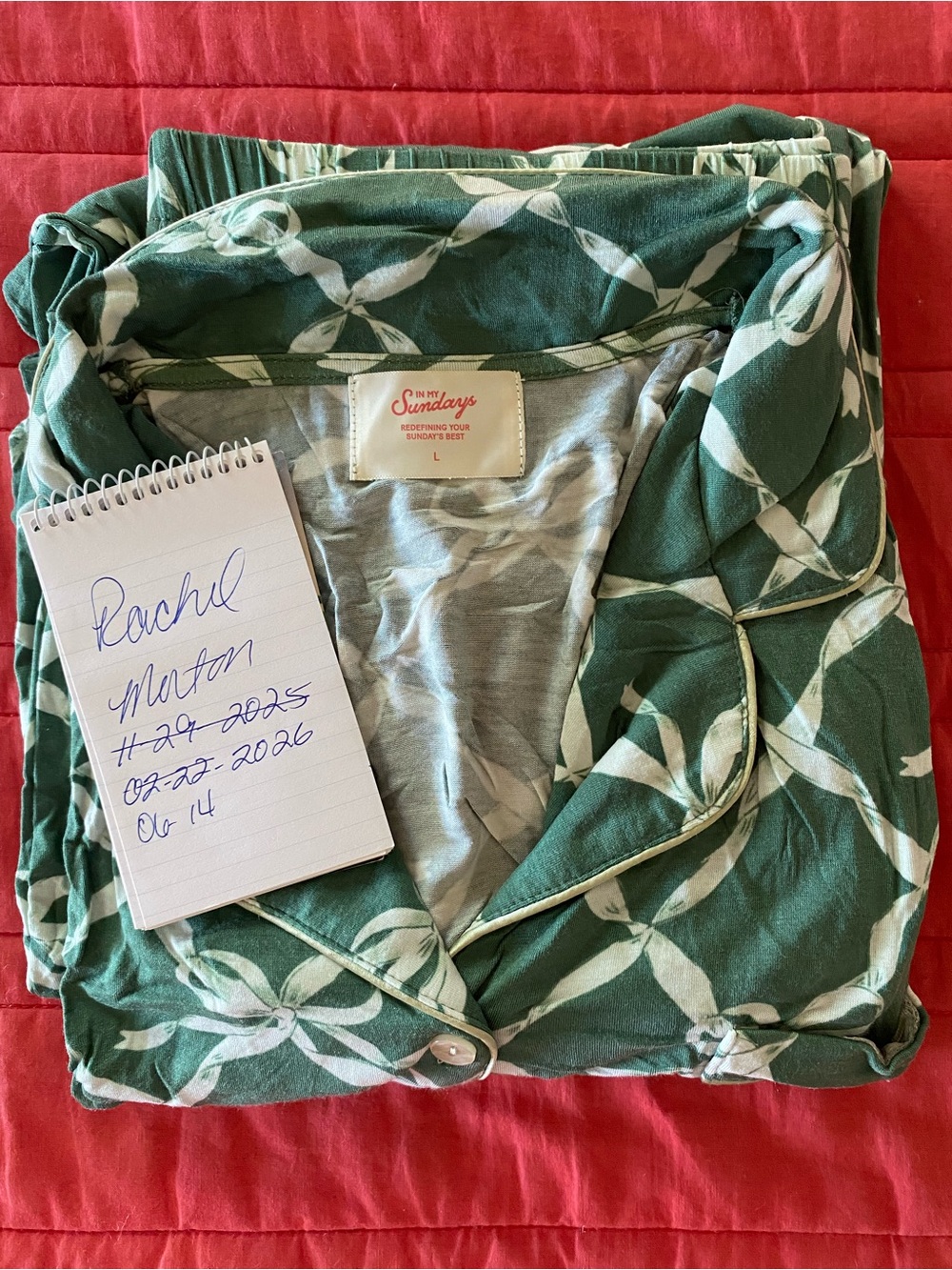 In My Sundays Evergreen Bows Pajama Set